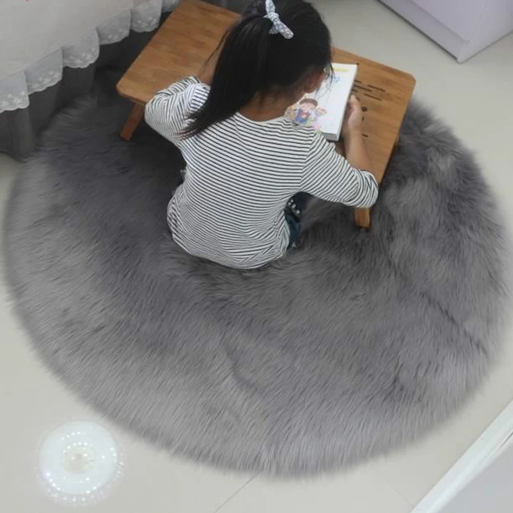 2PCS Faux Wool Area Rug Meditation Yoga Seat Cushion Floor Mat Kids Play Mat