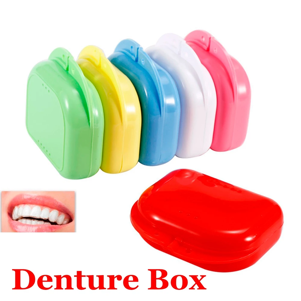 

1PC Portable Dental Orthodontic Retainer Denture Storage Case Box Appliance Mouthguard Container Supplie Tray Random Color