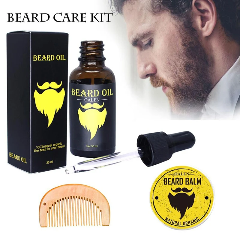 Набор для бороды, крем для бороды, увлажняющий, машинное масло для бороды, для волос, натуральный рост, для мужчин-уход за бородой, подарочный набор с органическим