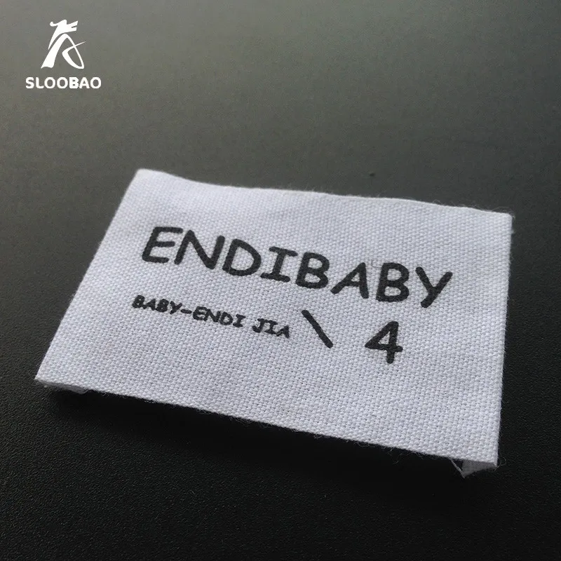 

1000 pcs Custom End Fold Beige stain Clothing Labels Customize Fabric Logo Name Printed Cotton Labels Seperate Cut