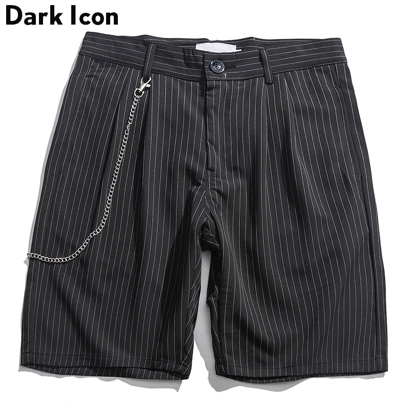 

Dark Icon Striped Straight Shorts Men with Chain Summer New Fashion Men's Shorts 2Colors