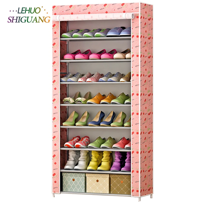 خزانة خذاء الفولاذ المقاوم للصدأ الأقمشة كبيرة الحذاء الرف المنظم القابلة للإزالة تخزين الأحذية للأثاث المنزل