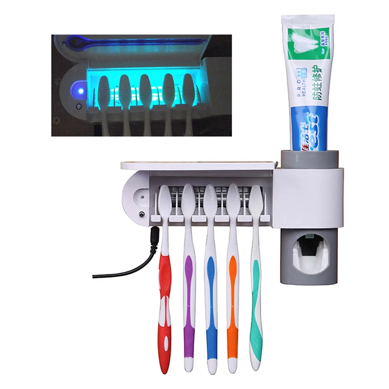 

2 in 1 Antibacteria UV Light Ultraviolet Toothbrush Automatic Toothpaste Dispenser Sterilizer Toothbrush Holder Cleaner UL Plug