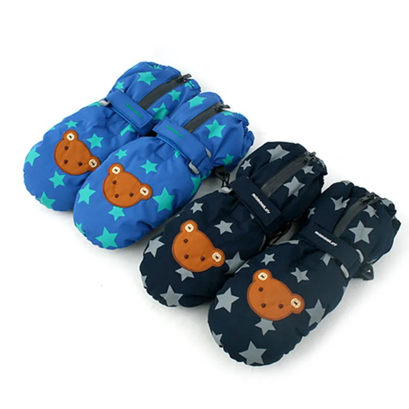 

Korean Winghouse Children Gloves Cute Cartoon Bear Star Winter Warm Ski Gloves Boy Sports Waterproof Windproof Gloves
