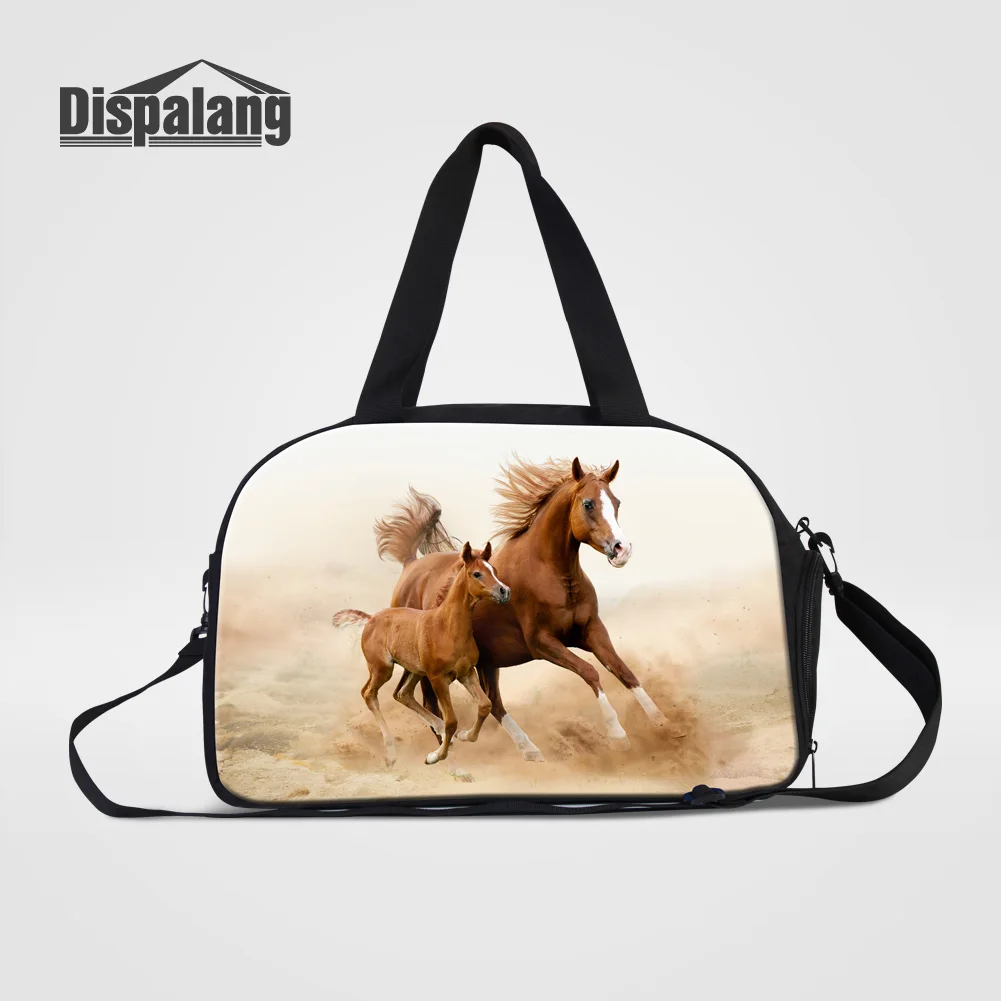 

Dispalang Men Hand Luggage Travel Duffle Bags Canvas Weekend Bag Medium Capacity Horse Print Traveling Shoulder Bag Teenage Boys