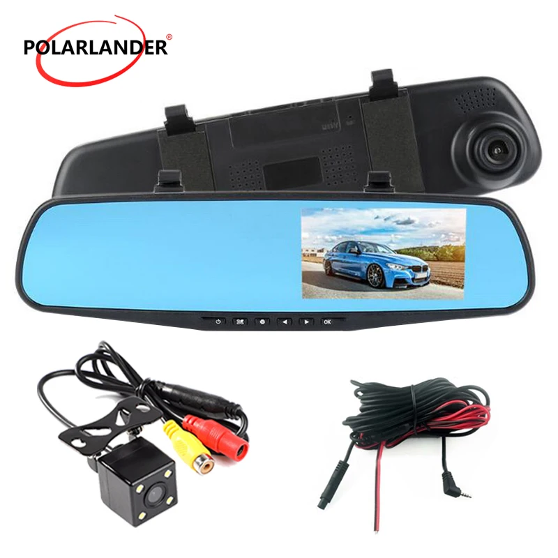 

1080P 4.3" DVR Rearview Mirror Full HD Dash Cam Video Registrator Car Rear Camera Night Vision Dual Lens Driving Video Recorder