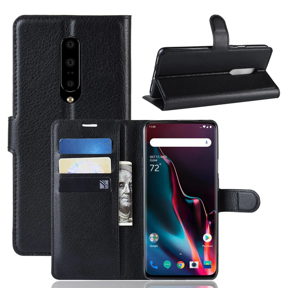 

For Oneplus 7 Pro Case Lichi Flip Leather Phone Bags Case For One plus 7 pro 7pro Wallet Leather Stand Cover Filp Cases