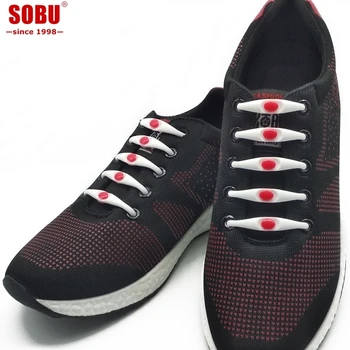 

SOBU Brand 12pcs/lot High Quality Safety Silicone Shoelaces Fashion Black Round Creative No Tie Shoe laces T103