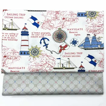 

Pirate Sailboat Cotton Fabric for DIY Patchwork Clothes Patches Printed Cotton Fabric For Clothing Bedding Sheets 100*160cm AB