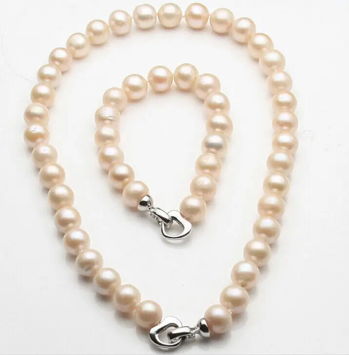 

Free shipping hot sale Women Bridal Wedding Jewelry >>Huge AAA 9-10mm Set south sea Pink Pearl Necklace /Bracelets 18"7.5