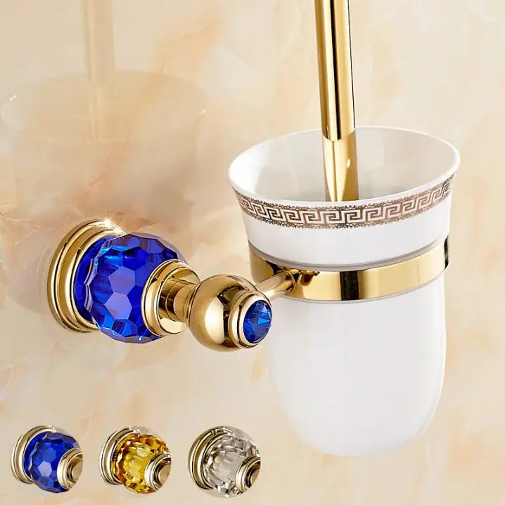 

Luxury Golden plated finish toilet brush holder with Ceramic cup/ household products bath decoration bathroom accessories