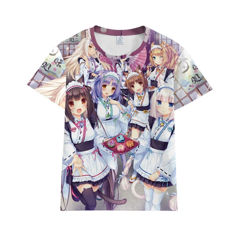 Футболка NEKOPARA OVA с принтом шоколада ванили кокоса азуки клена футболка коротким