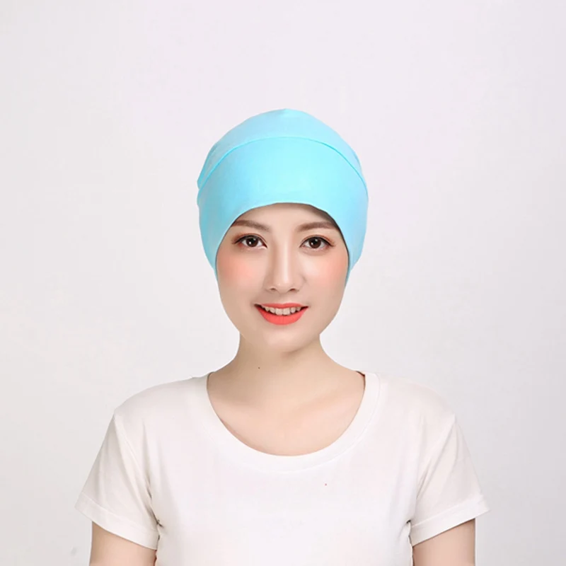 1 шт. Женские Дышащие шляпы для химиотерапии для мужчин Skullies& Beanies унисекс от рака выпадения волос спальные шапки DAJ9370 - Цвет: Light Blue