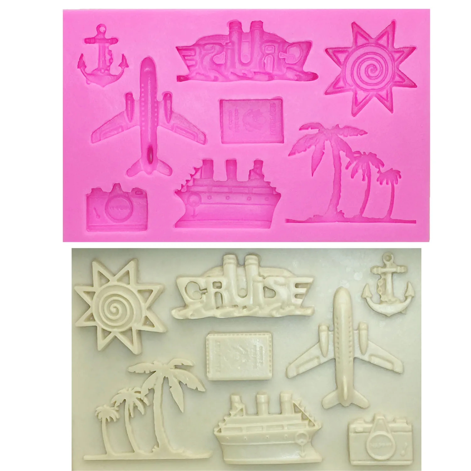 

M0569 Aircraft/ sun/Coco tree/yacht/spear cake decorating tools moule silicone fondant chocolate mold