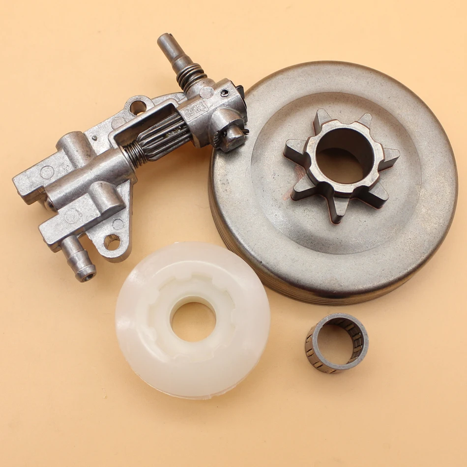 Как поменять масляный насос на бензопиле карвер Цепь сцепления, цепная звездочка, масляный насос, Червячная Шестерня, китайская