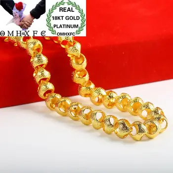 

OMHXFC Wholesale European Fashion Man Boy Party Birthday Wedding Vintage Thick Hollow Beads 18KT Gold Chain Necklace EX109