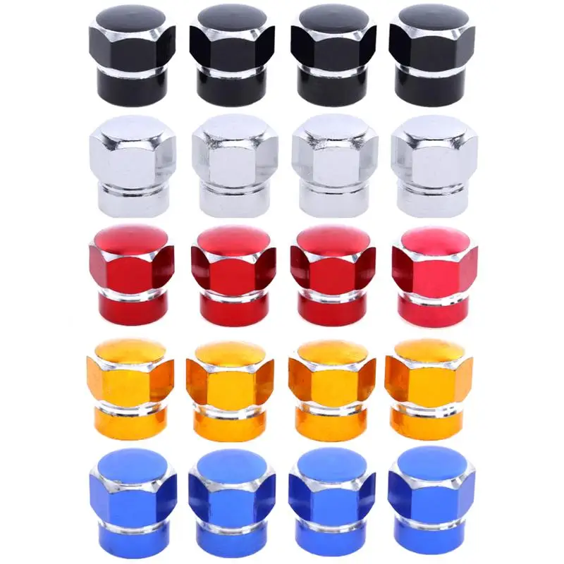 TOMALL 4pcs Dice Style Tire Valve Stem Caps for Car MOTO Bicycle Red Aluminum Alloy 