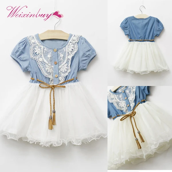 

2018 Summer Toddler Baby Dress Kid Girl Short Sleeve Lace Princess Tutu Dress Party Dress1-6Y