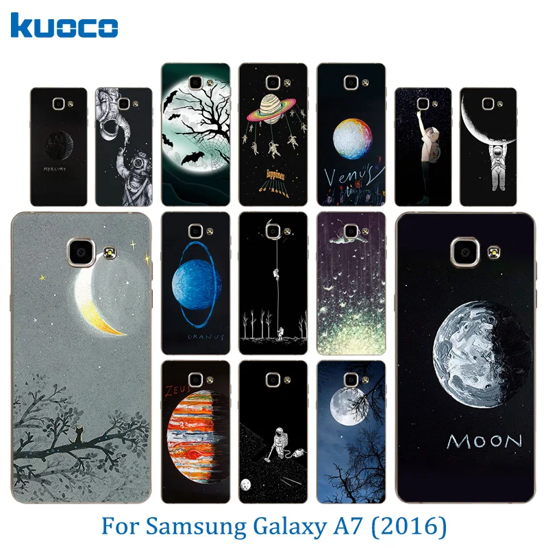 Для Samsung Galaxy A7 2016 чехол для телефона космическая Луна шаблон задняя крышка A710 A710F