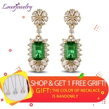 Женские серьги с натуральным драгоценным камнем из желтого золота 14 к, изумруд, настоящий бриллиант, 585 Золото, женские вечерние серьги, хорошее ювелирное изделие, подарок