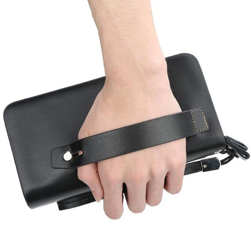 

Men's wallet business youth double zipper clutch 2019 new multi-function large capacity wild hand clutch  