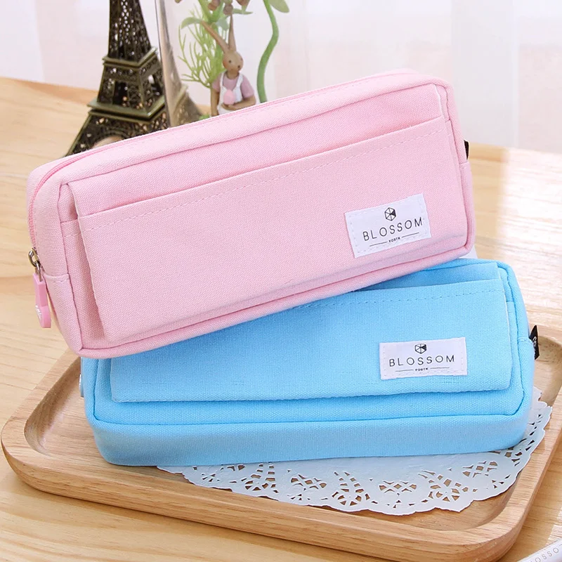 

Kawaii Stationery Large Capacity Canvas School Pencil Case Pen Box Holder Bag Orgazier Pouch Cute Cosmetic Bags for boys Girls