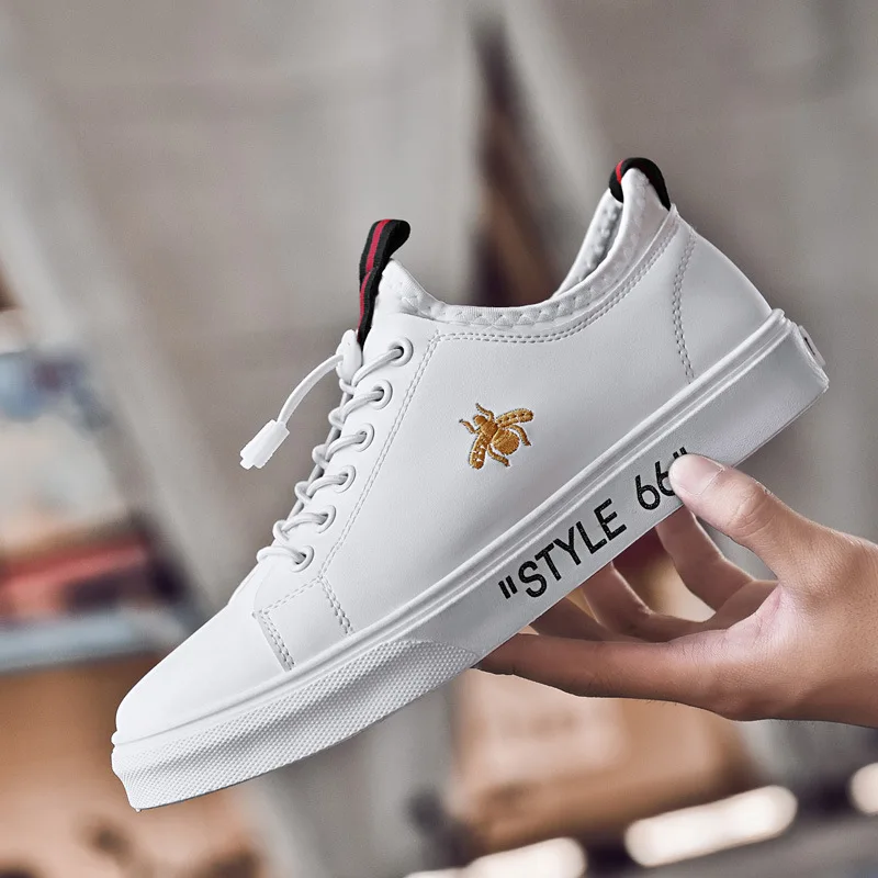 2019 Новая мужская обувь Студенческая белая Корейская версия дышащие кожаные