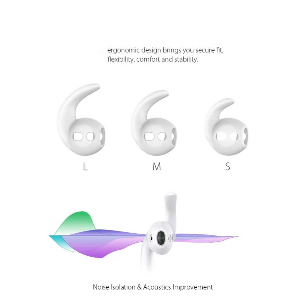 Earphone Case for AirPods Replacement Soft Silicone Antislip Ear Hook Earbuds Tips for Apple EarPods and AirPods 3 Pairs S/M/L
