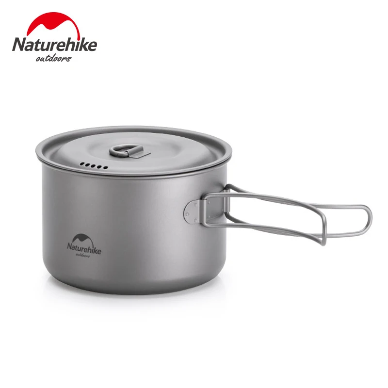 Naturehike de titanio colgante olla taza con fianza plegable de Camping al aire libre comedor utensilios de cocina 800 ml 1250 ml