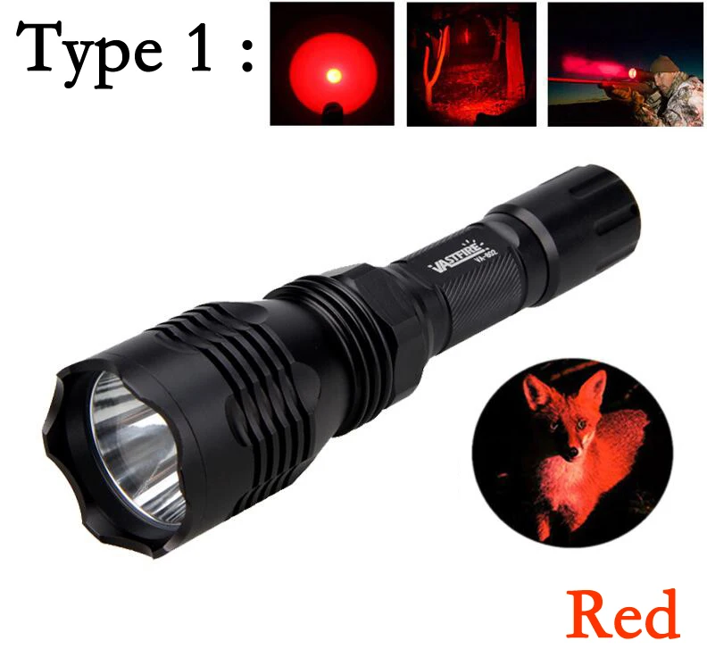 Светодиодный светильник для тактического пистолета, VA-802, XML-T6, Q5, фонарь, стрелочный пистолет, светильник, 18650 батарея, наружный винтовочный пистолет, мини-светильник для разведчика - Цвет: Package 1 (Red)