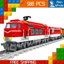 588pcs Train Creator Classical Cargo Trains Red Locomotive 25807 Model Building Blocks Bricks Railway Toys Compatible