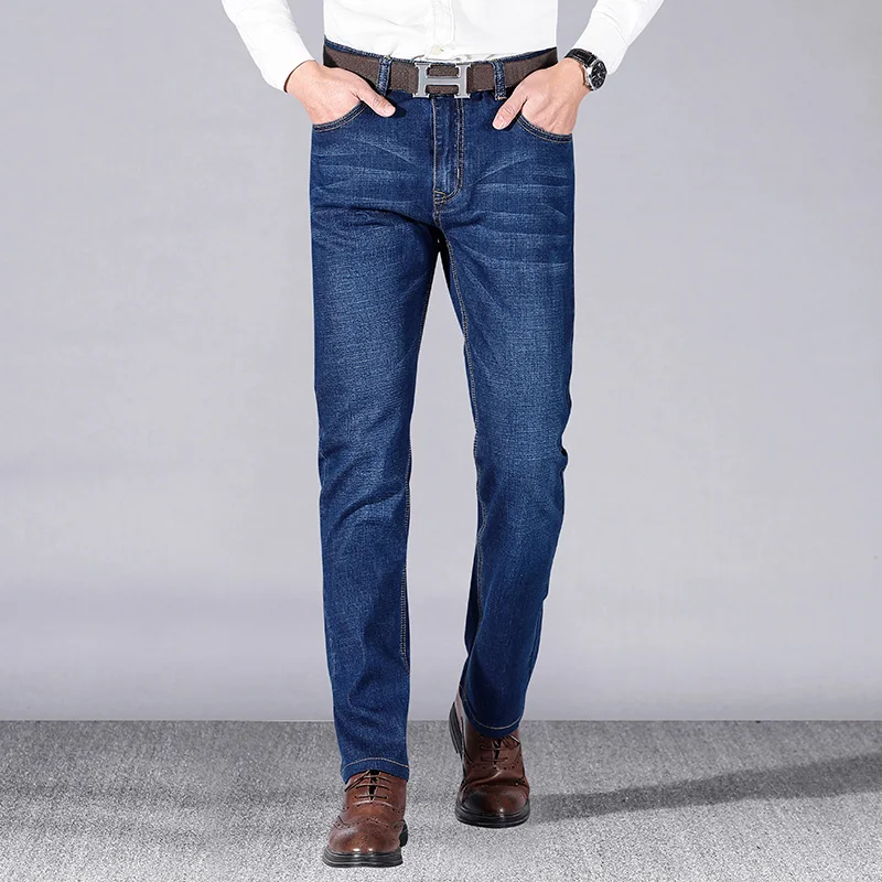 Мужские облегающие джинсы средней плотности, модные эластичные однотонные Брендовые повседневные обтягивающие джинсы, Плюс Размер 40
