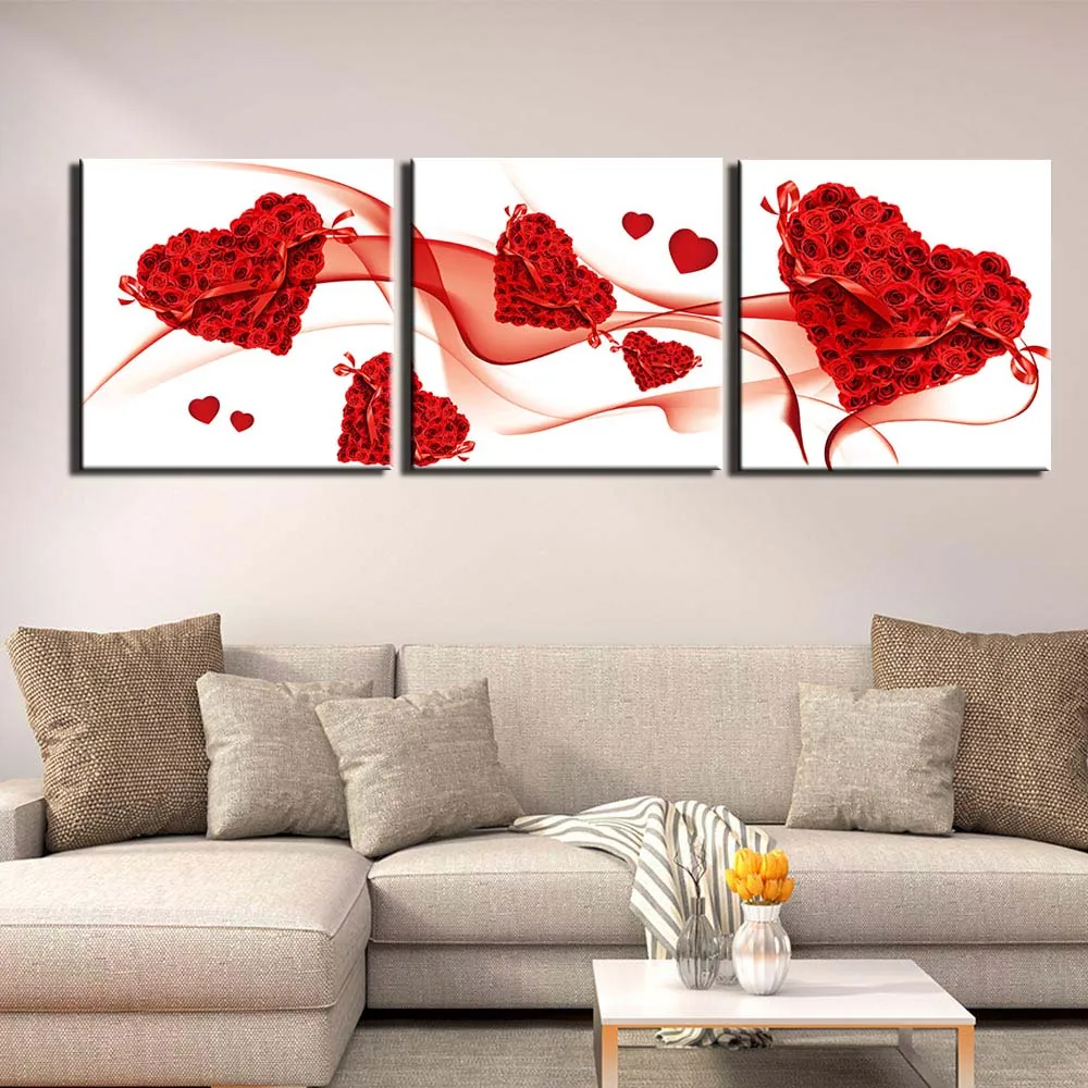 

3 Panels Abstract flower Pictures Painting on Canvas Wall Art Posters and Prints for Living Room Home Decor