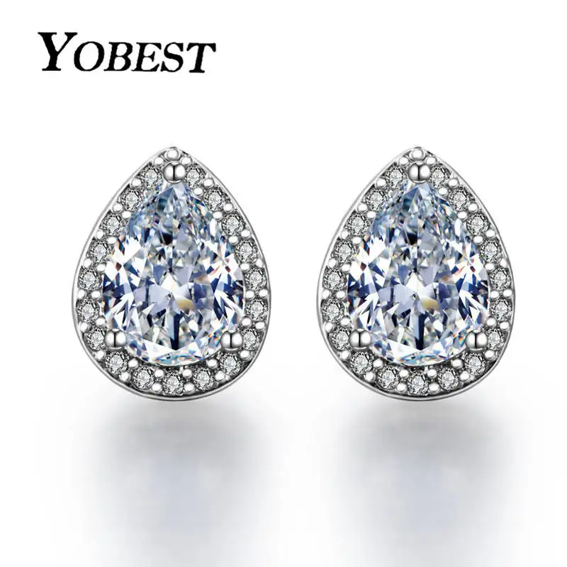 

Yobest Fashion Water Drop Design Top Quality Earrings Cubic Zircon Stud Earring for Women Boucle D'oreille Pendientes Mujer