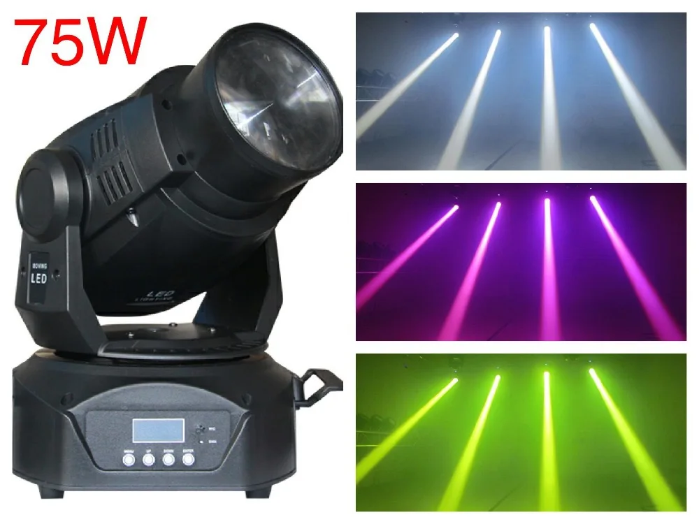 

4pcs/lot+flightcase, LED Moving Head Beam Light 75W RGB with 3-facet prism ktv disco dj club night entertainment stage lights