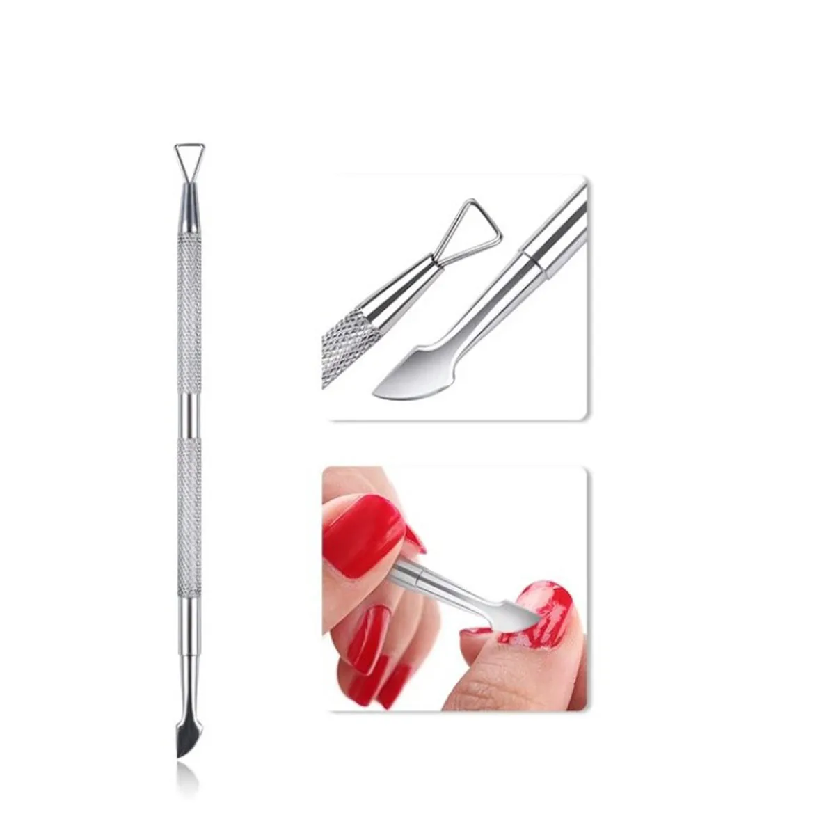 

Nail Pushes Stainless Steel Double-end Silver Manicure Nail Gel For Remove Planer Cuticle Nail Tools Nail Accessories