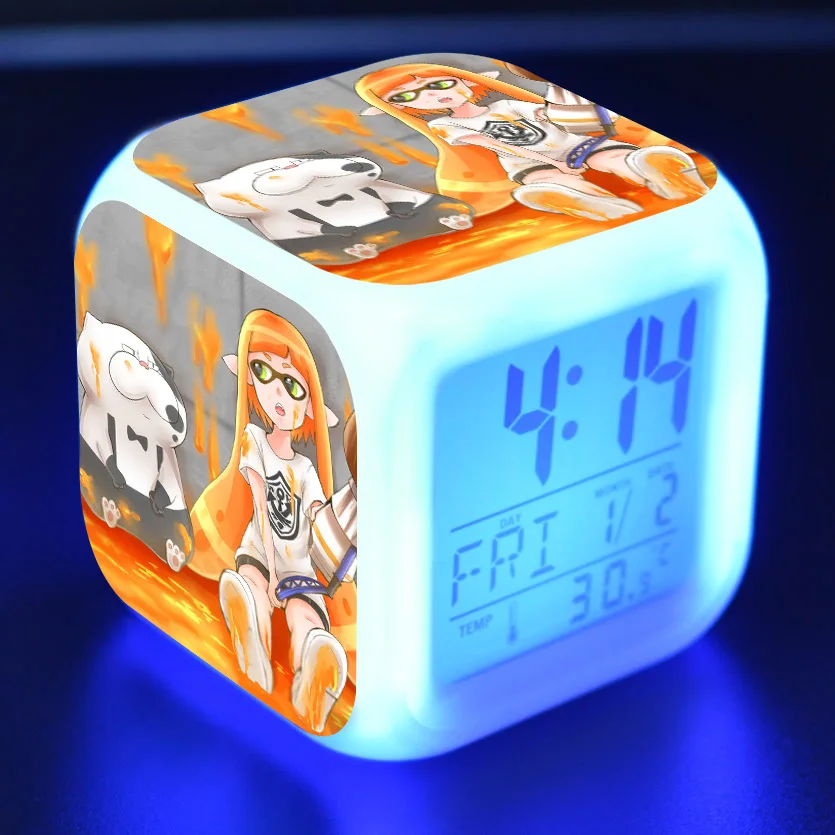 Splatoon мультяшный будильник детские игрушки Led reloj будильник, цифровой Электронные часы с будильником Пробуждение свет стол reveil wekker - Цвет: 10