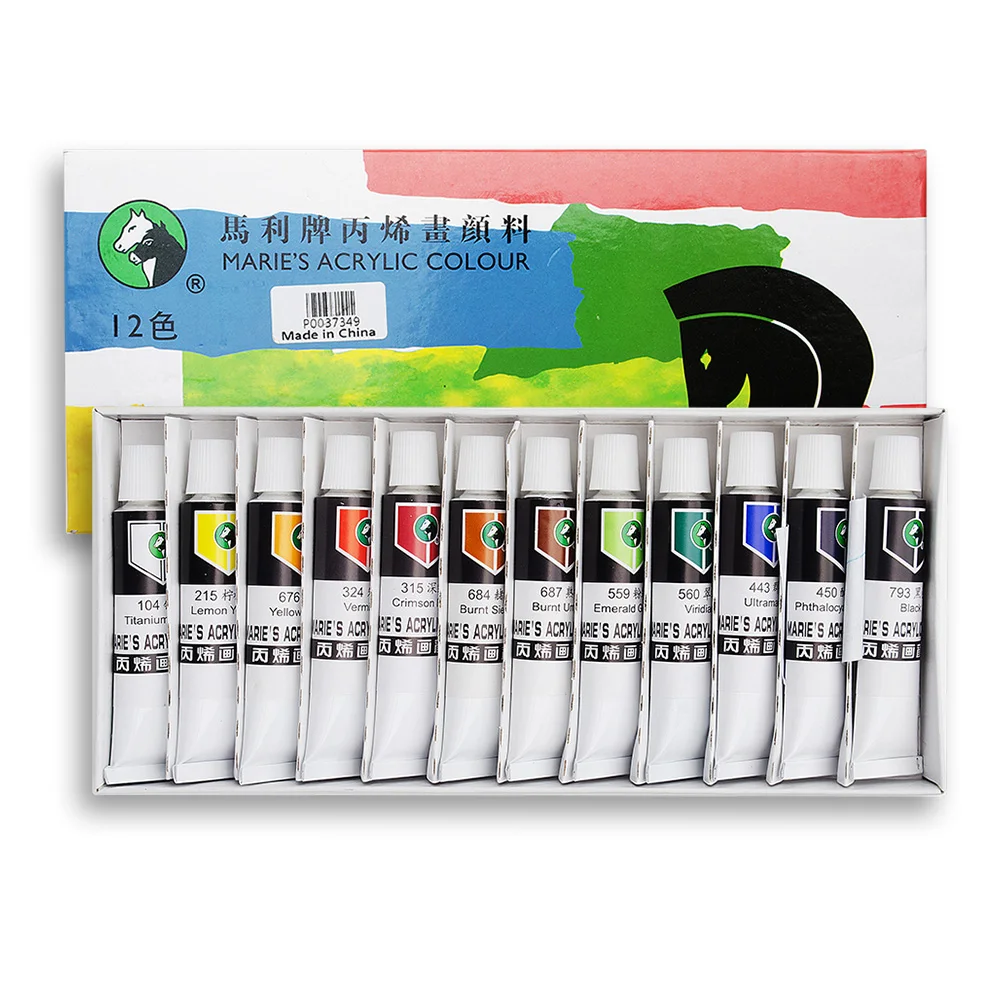 

12 Vibrant Color Set Acrylic Paint-12ml Tube-Non Toxic Formula-Kids, Beginners, Professional Painters-Paper Canvas Wood Ceramic