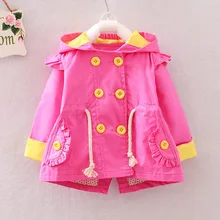 Mode Printemps Automne Filles Double Boutonnage Cardigan Infantile bébé À Capuche pour enfants Manteau Enfants Outwear Manteaux Tranchée S2787