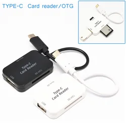 Lecteur de carte mémoire USB 3.1 Type C vers USB 2.0 Hub SD TF + adaptateur OTG pour Macbook Pc EM88 1 pièce 
