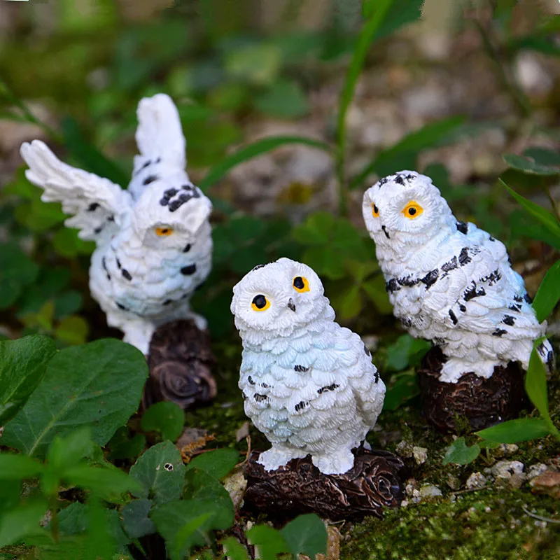 

1Pc Small Simulation Owl Animal Miniature Figurines Garden Decoration Outdoor Resin Crafts Garden Statue Decor