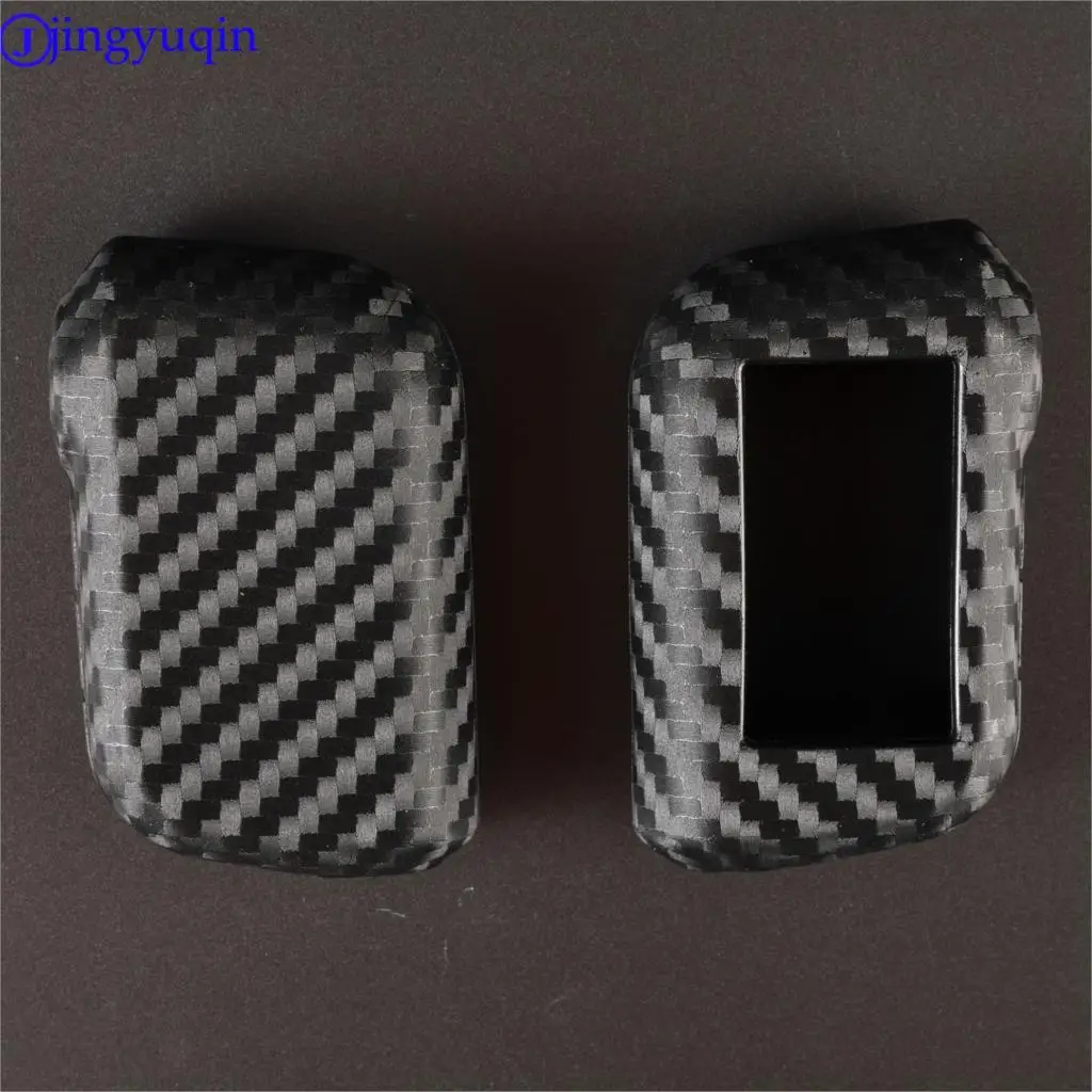 

jingyuqin 10ps Carbon Silicone Key Case Cover For Starline A93/A63 Russian Version Two Way Car Alarm Systems LCD