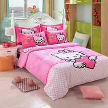 Hello Kitty Bedding Set Children Cotton Bed Sheets Hello Kitty Duvet Cover Bed Sheet Pillowcase Twin Full Queen Free Shipping