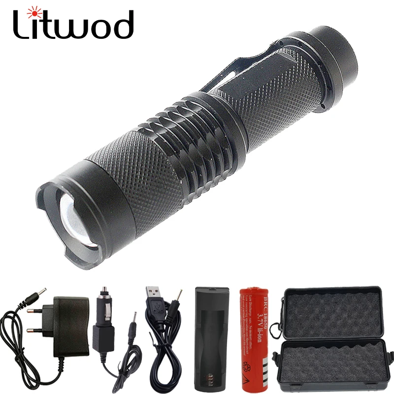 

Litwod Z30SK98 LED Flashlight Zoom XML L2 lantern 5 mode 5000 Lumens Portable light Aluminum alloy torch waterproof for camping