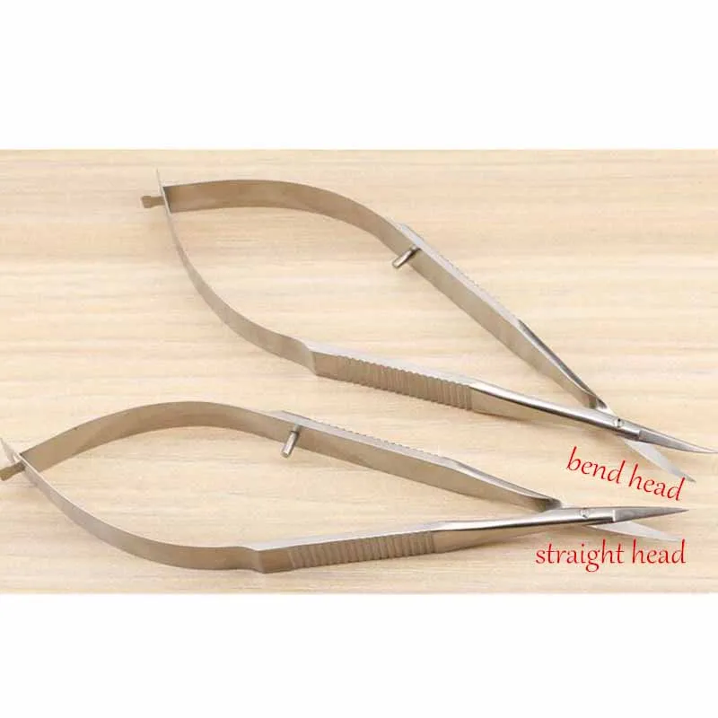 

2pcs/set stainless steel Straight/bend head Ophthalmic Instruments 12.5 cm micro scissors, Microsurgical Corneal scissors