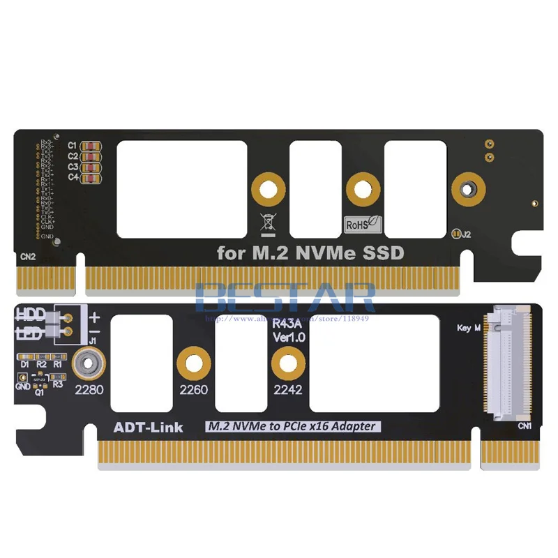 PCIe 3 0 16x к M.2 NVME SSD адаптер карта M ключ pci e x4 x16 riser PCI 32 Гбит/с|Компьютерные кабели и