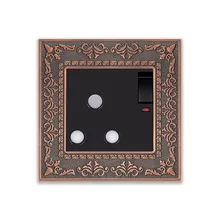 UK Round hole Emboss style, 15A 3 Pin wall socket, With ON/OFF switch and Indicator light, Zinc alloy frame outlet UK Round hole Emboss style, 15A 3 Pin wall socket, With ON/OFF switch and Indicator light, Zinc alloy frame outlet