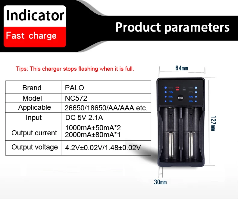 PALO USB smart 18650 зарядное устройство с функцией power Bank для NIMH/NICD A AA AAA SC 18650 26650 14500 литий-ионные аккумуляторы