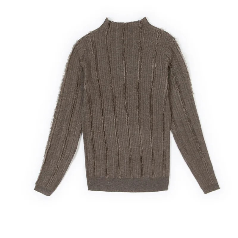 Solid elastic knit long sleeve sweater shirts 2018 new stand neck tassel women autumn basic sweater