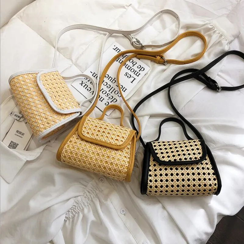 Пляжная летняя выдалбливают соломы ротанга Mujer Feminina Bolsa сумки для 2019 клапаном